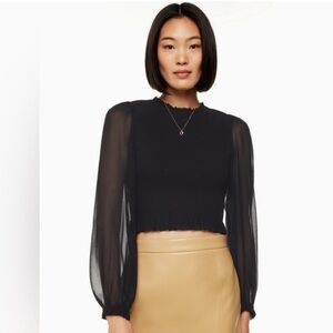 Wilfred Black Sheer Sleeve Blouse